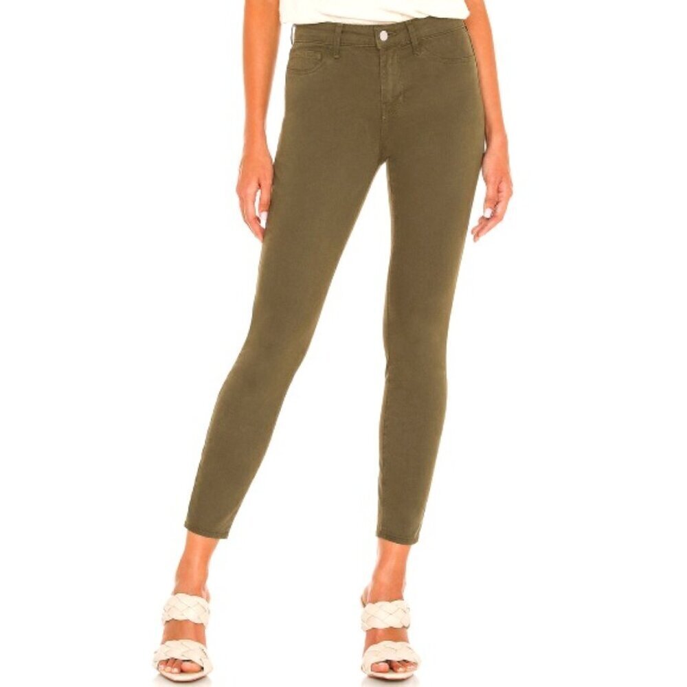 L'AGENCE 'Margot' High-Rise Cropped Skinny Pants, Olive Night